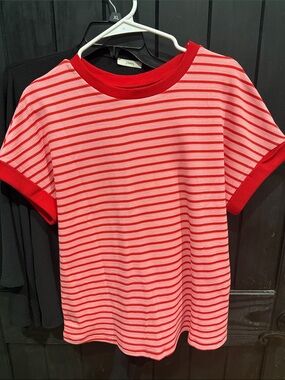 Striped Crewneck Sweater in Pink and Red - Size M